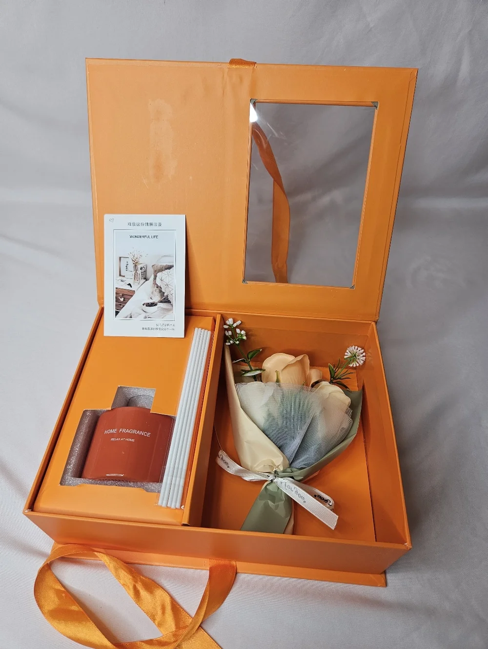 Luxury Gift Box with Reed Diffuser & Soap Flower Bouquet – Citrus Fruits